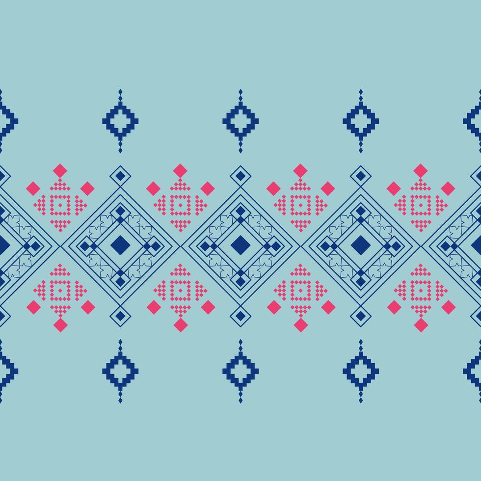 Seamless fabric pattern. Design ikat pattern for decorating luxurious fabric patterns The symmetrical designs and repeating patterns are intricately detailed. vector