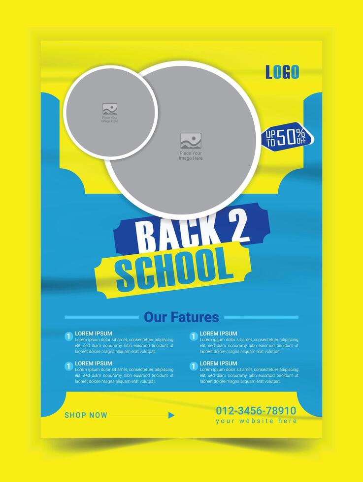 Back to school ads promotional flyer template design vector