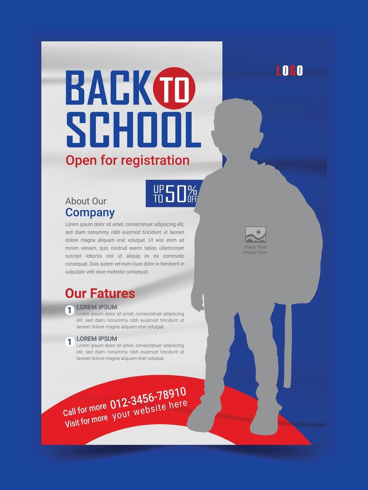 Back to school ads promotional flyer template design vector