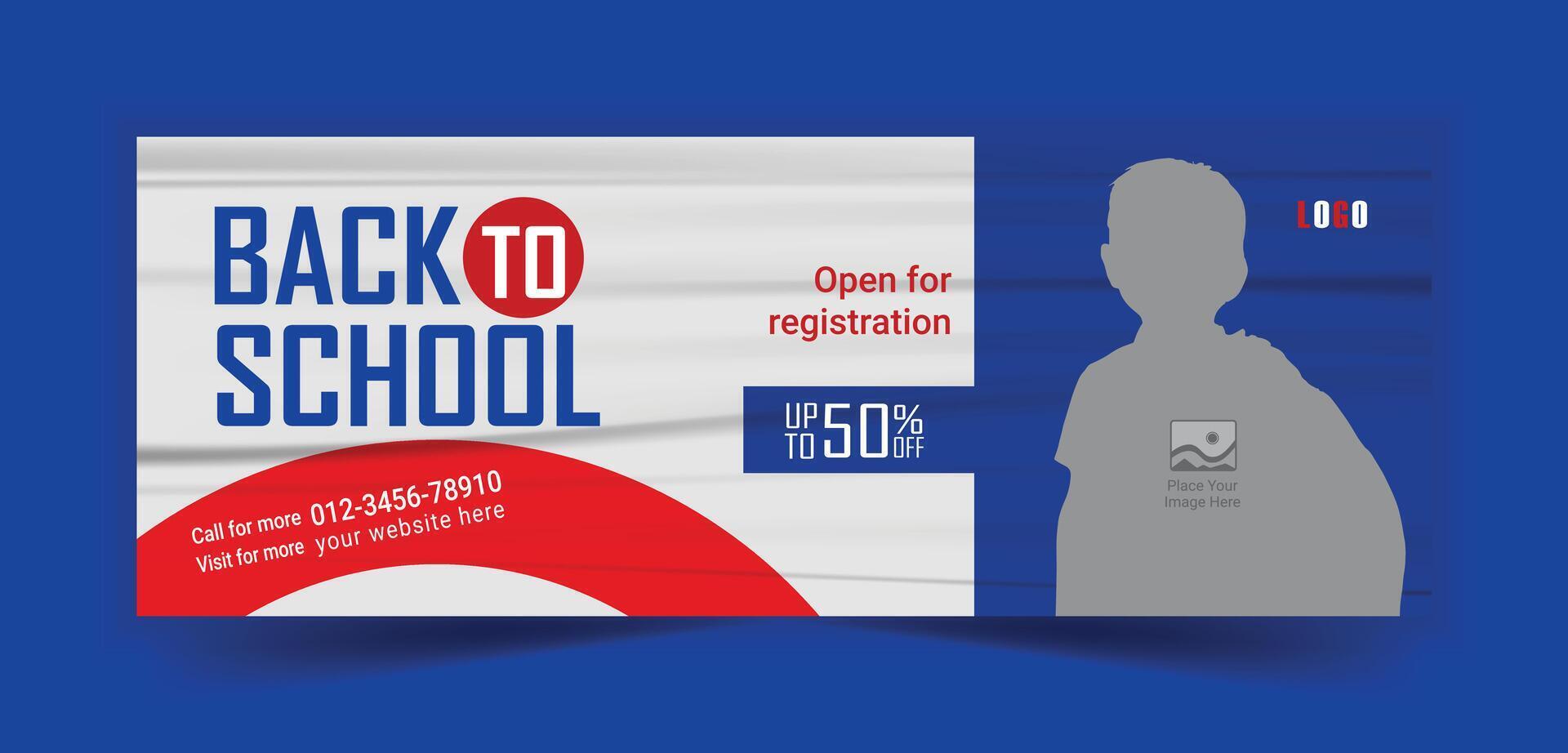 Back to school social media post, web banner, and cover template vector