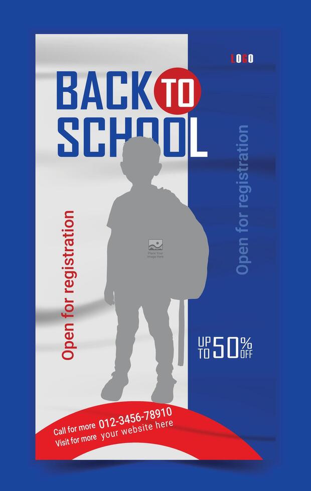 Back to school Stories editable template for social media vector