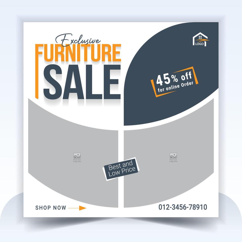 Furniture social media post or banner template design vector