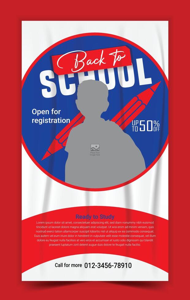 Back to school Stories editable template for social media vector