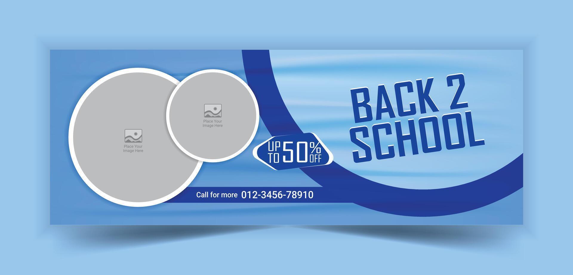 Back to school social media post, web banner, and cover template vector