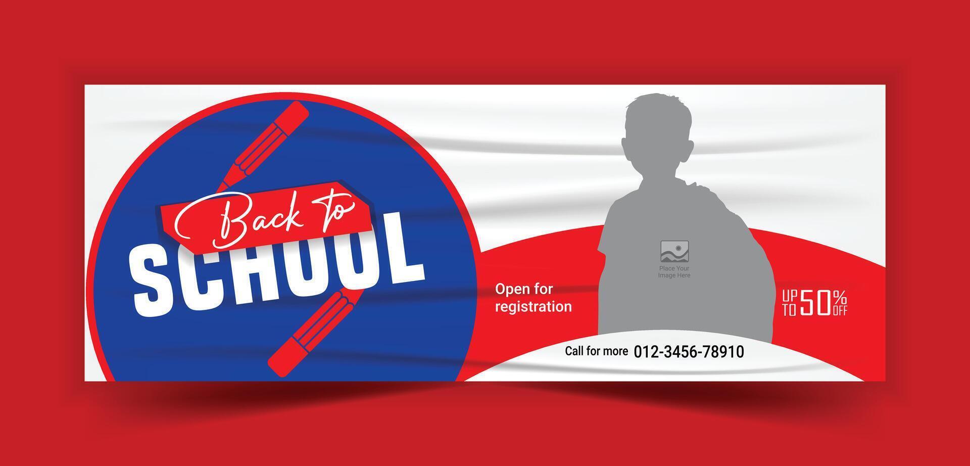 Back to school social media post, web banner, and cover template vector