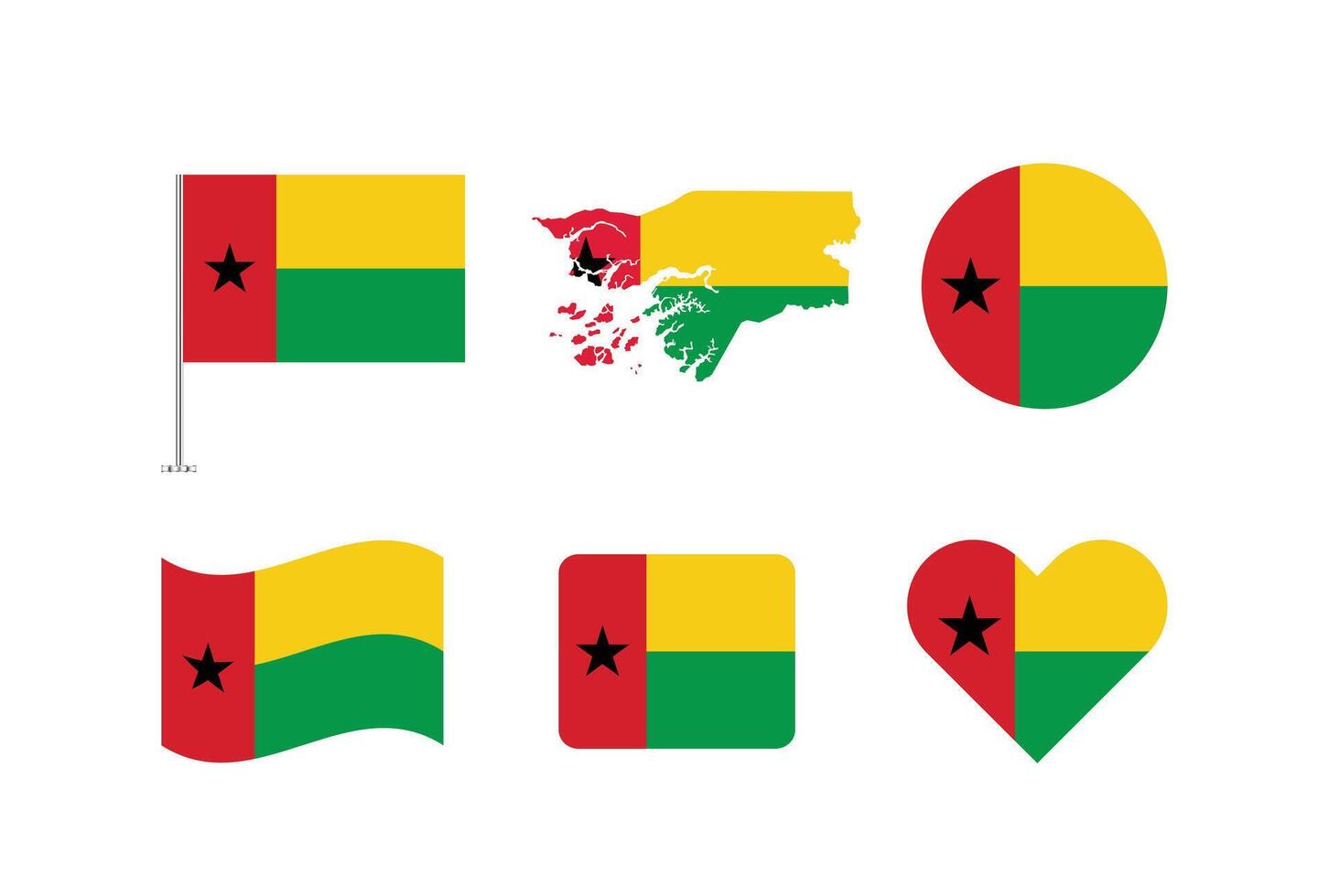 Guinea Bissau flag. Set of Guinea Bissau Flags Collection. vector