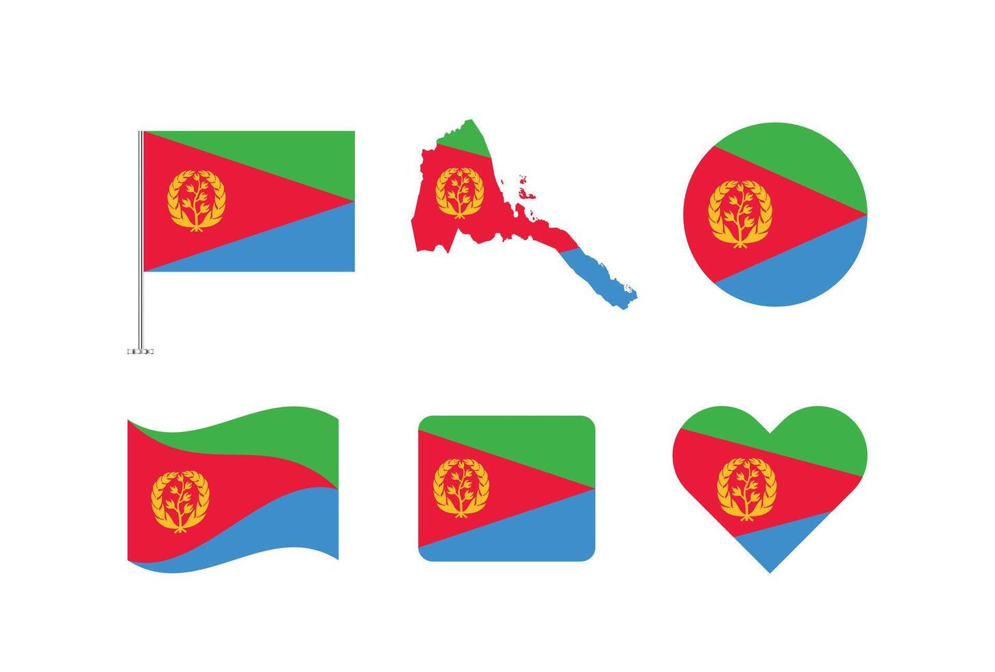 Eritrea flag. Set of Eritrea Flags Collection. vector