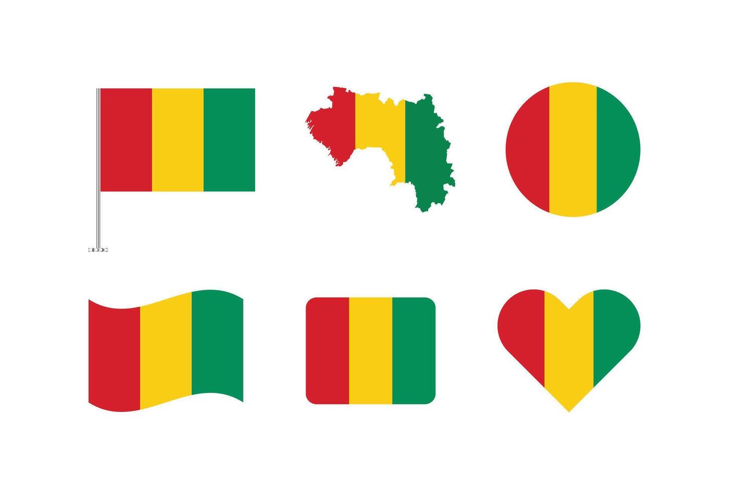 Guinea flag. Set of Guinea Flags Collection. vector