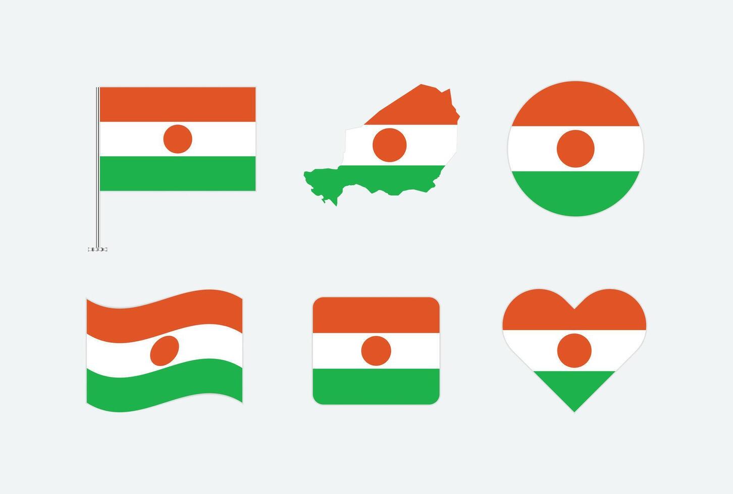 Niger flag. Set of Niger Flags Collection. vector