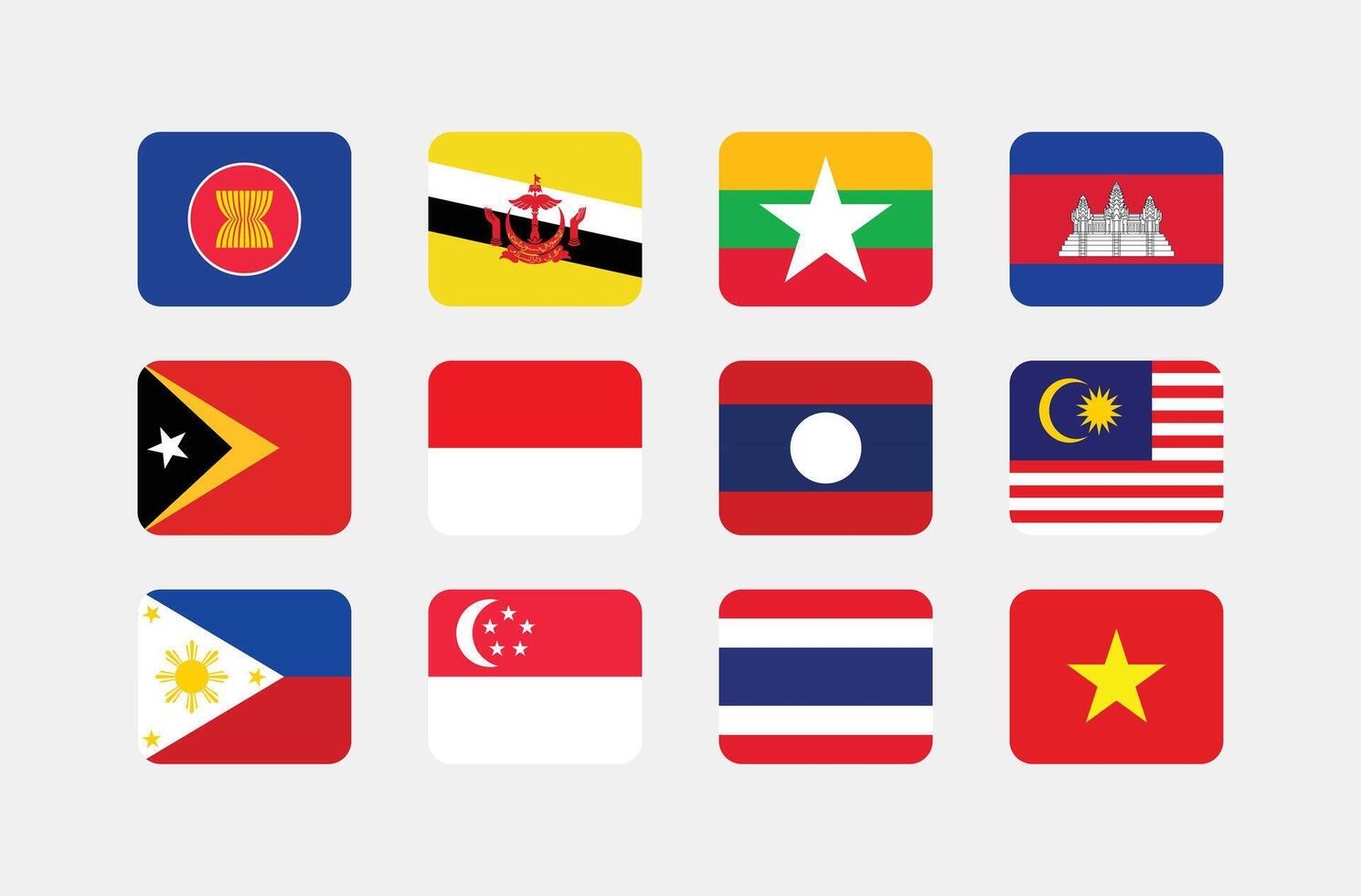 National Flag of All ASEAN Countries. Set of ASEAN country Flag. vector
