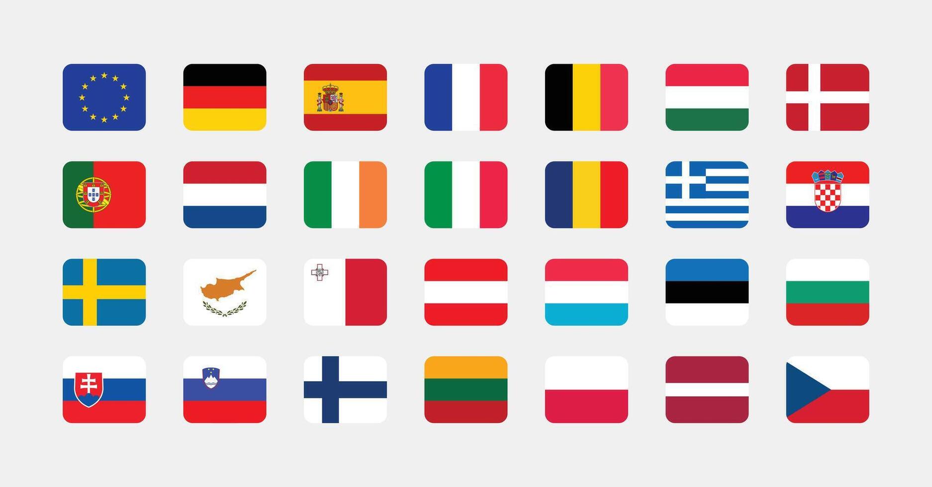 National Flag of All European Union countries. Set of European Union country Flag. vector
