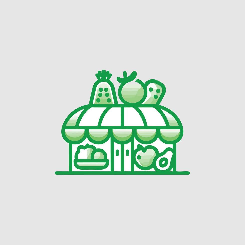 Fruits and Vegetables Shop Line Icon. Editable Stroke vector