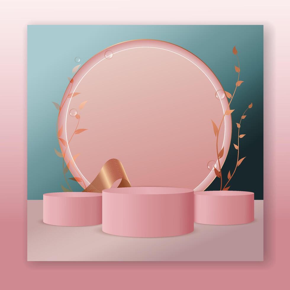 Modern and abstract background platform with pink podium.Cosmetics Product presentation, mock up, stage showcase or platform. vector