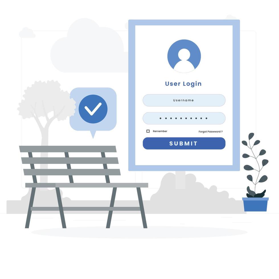 Login form design. Login form account user password identity ui web log screen security profile privacy app interface. sign in, sign up. vector