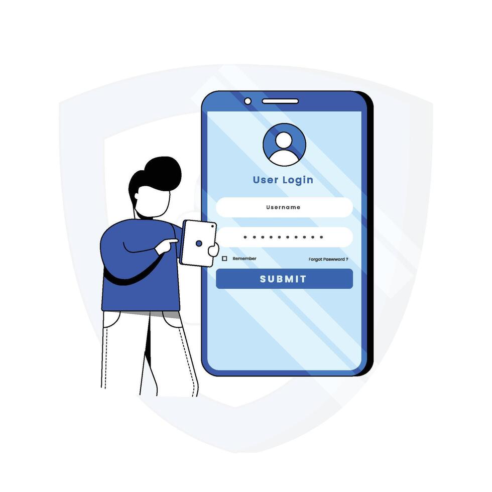Register access login password internet online website concept flat graphic design vector