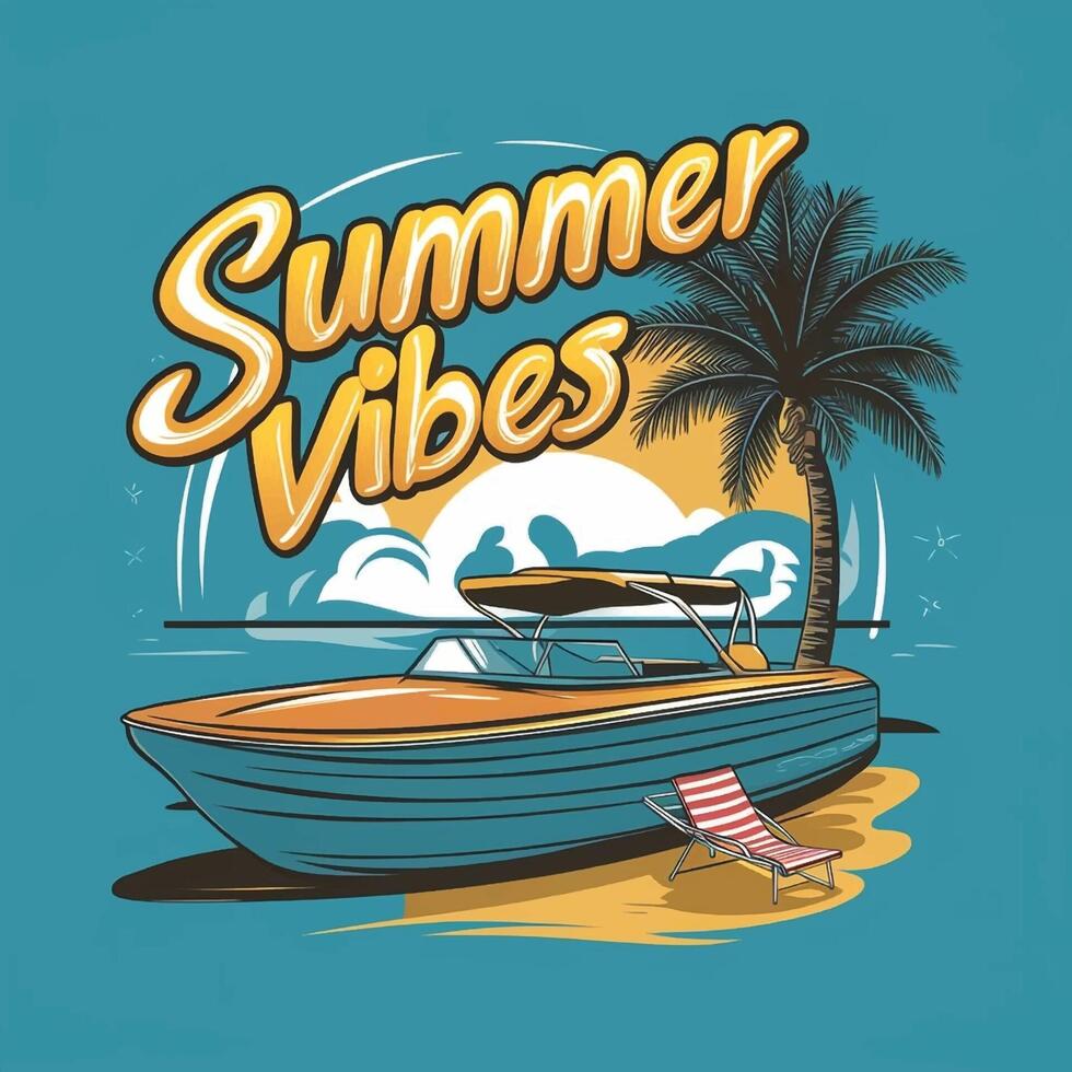 Summer Vibes T-Shirt Design vector