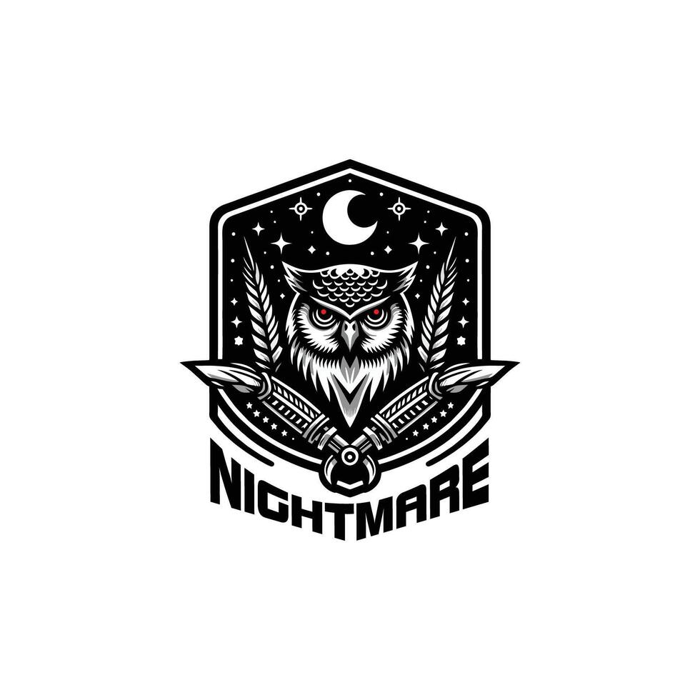 owl logo with the title 'nightmare' vector