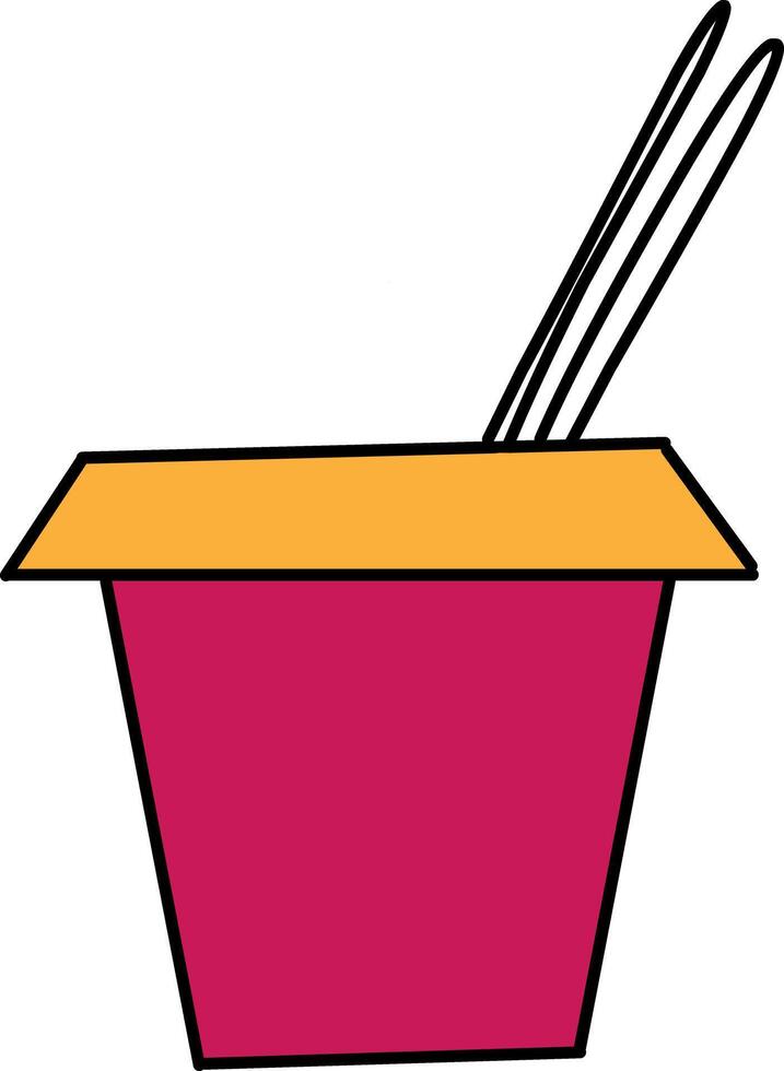 Wok, food box with chopsticks illustration, Hand-drawn illustration vector