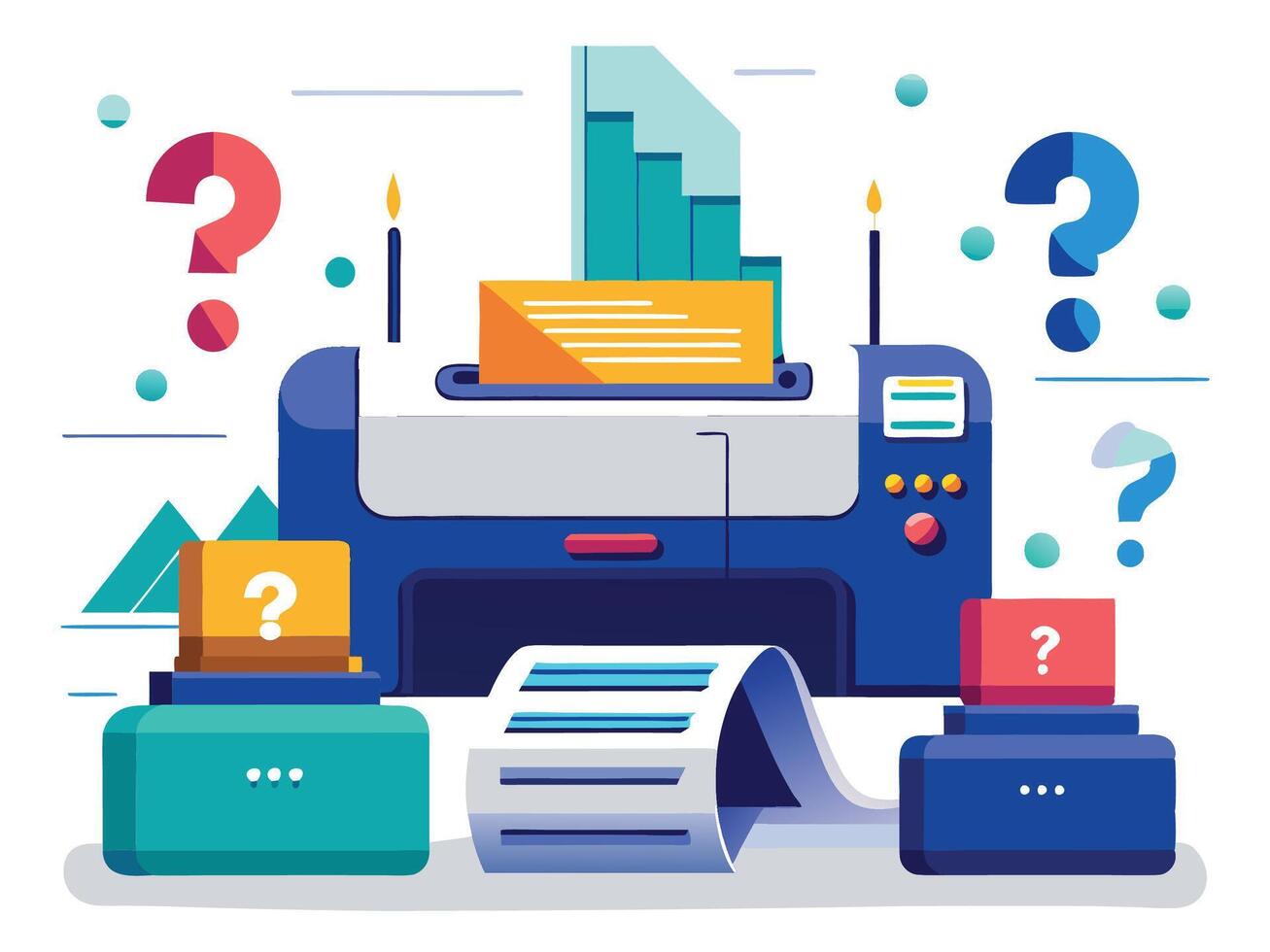 Paper printer machines illustrations vector