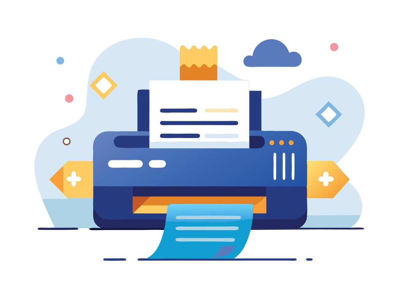 Paper printer machines illustrations vector