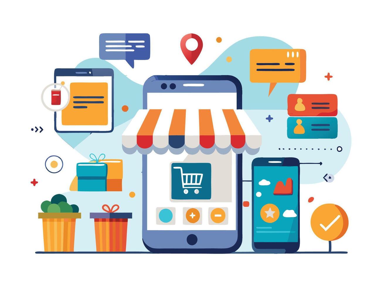 Digital Mobile Trends Analysis. smartphone displaying analytics data vector