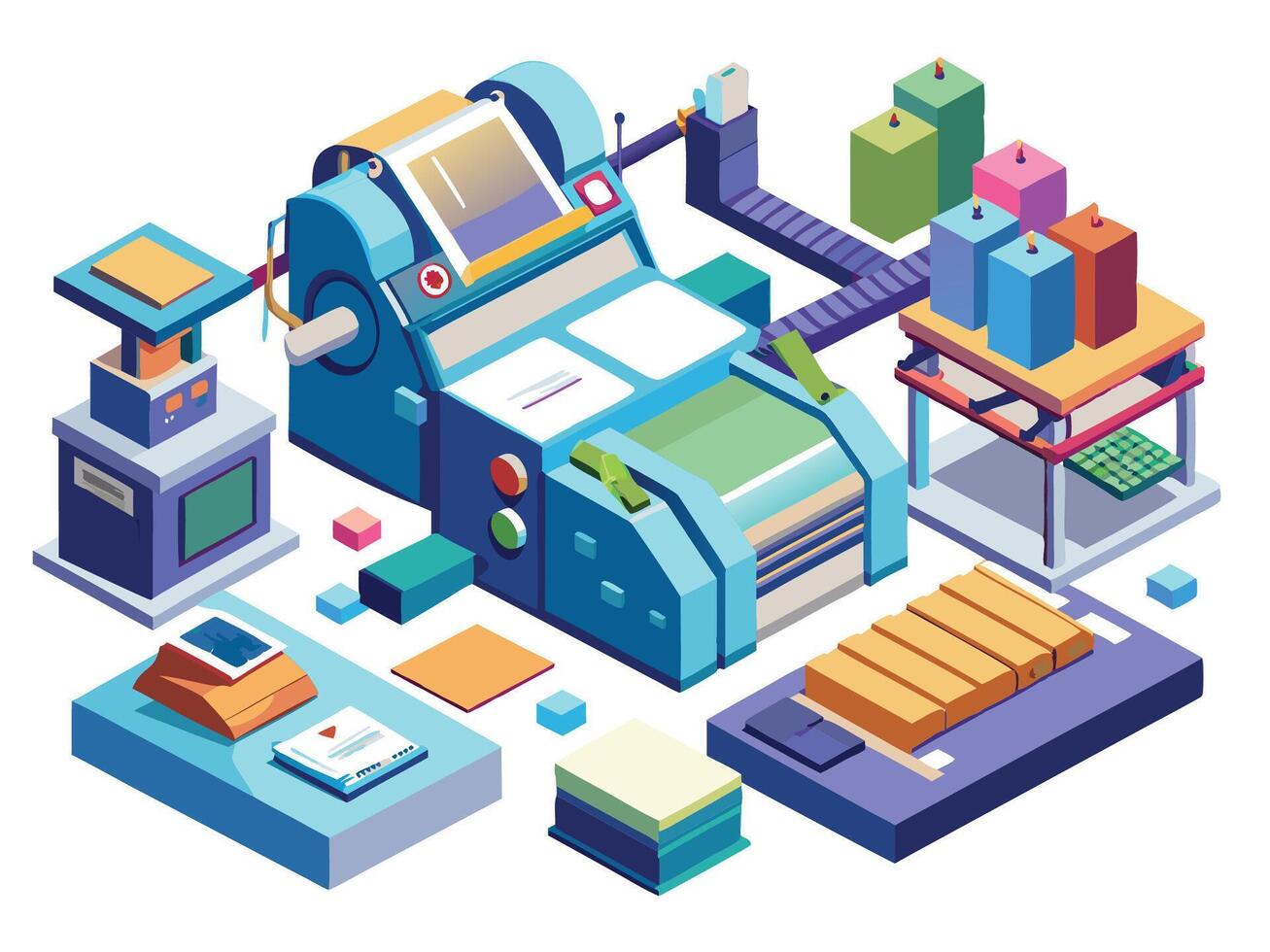Paper printer machines illustrations vector