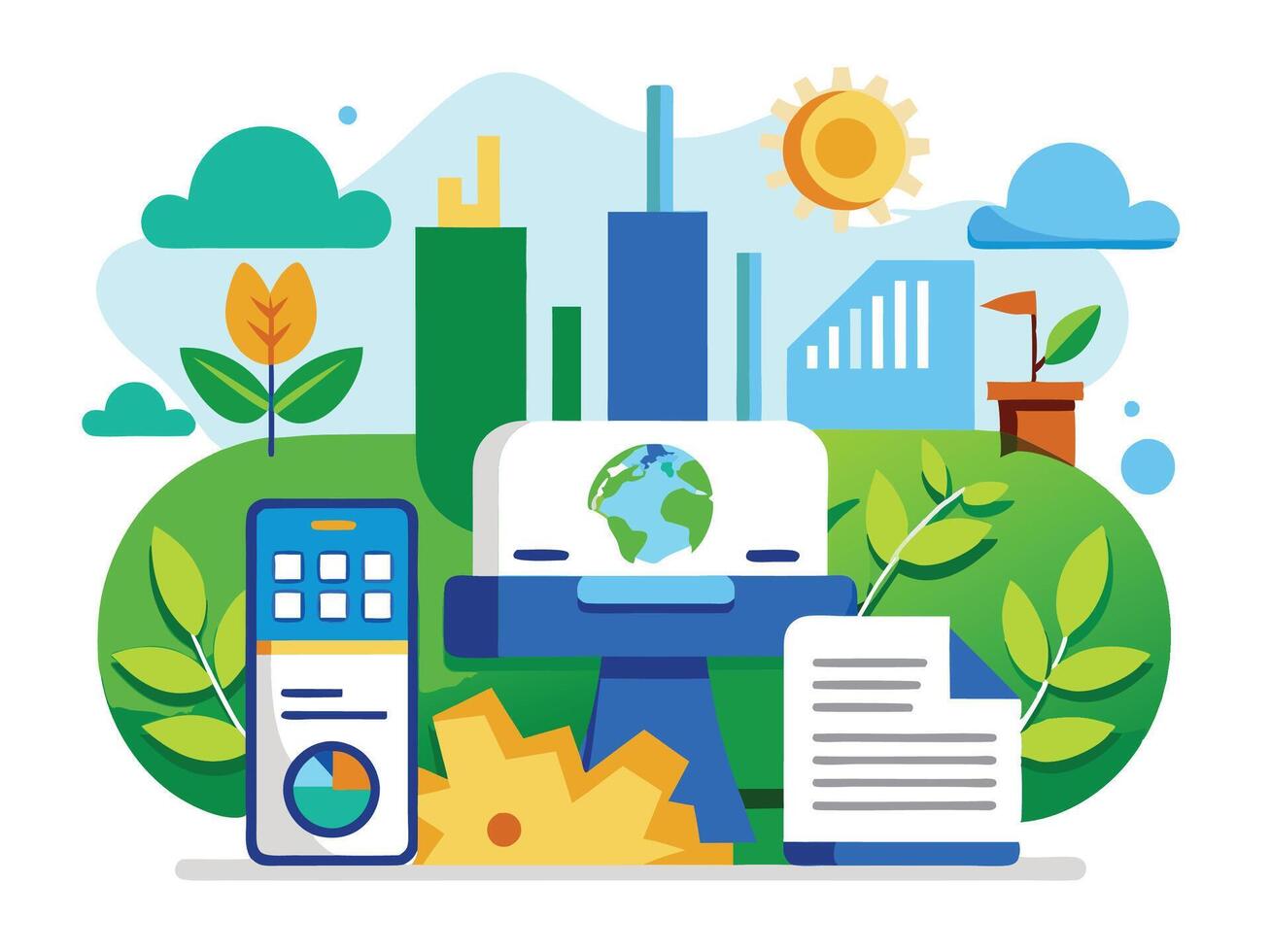 Paper printer machines illustrations vector