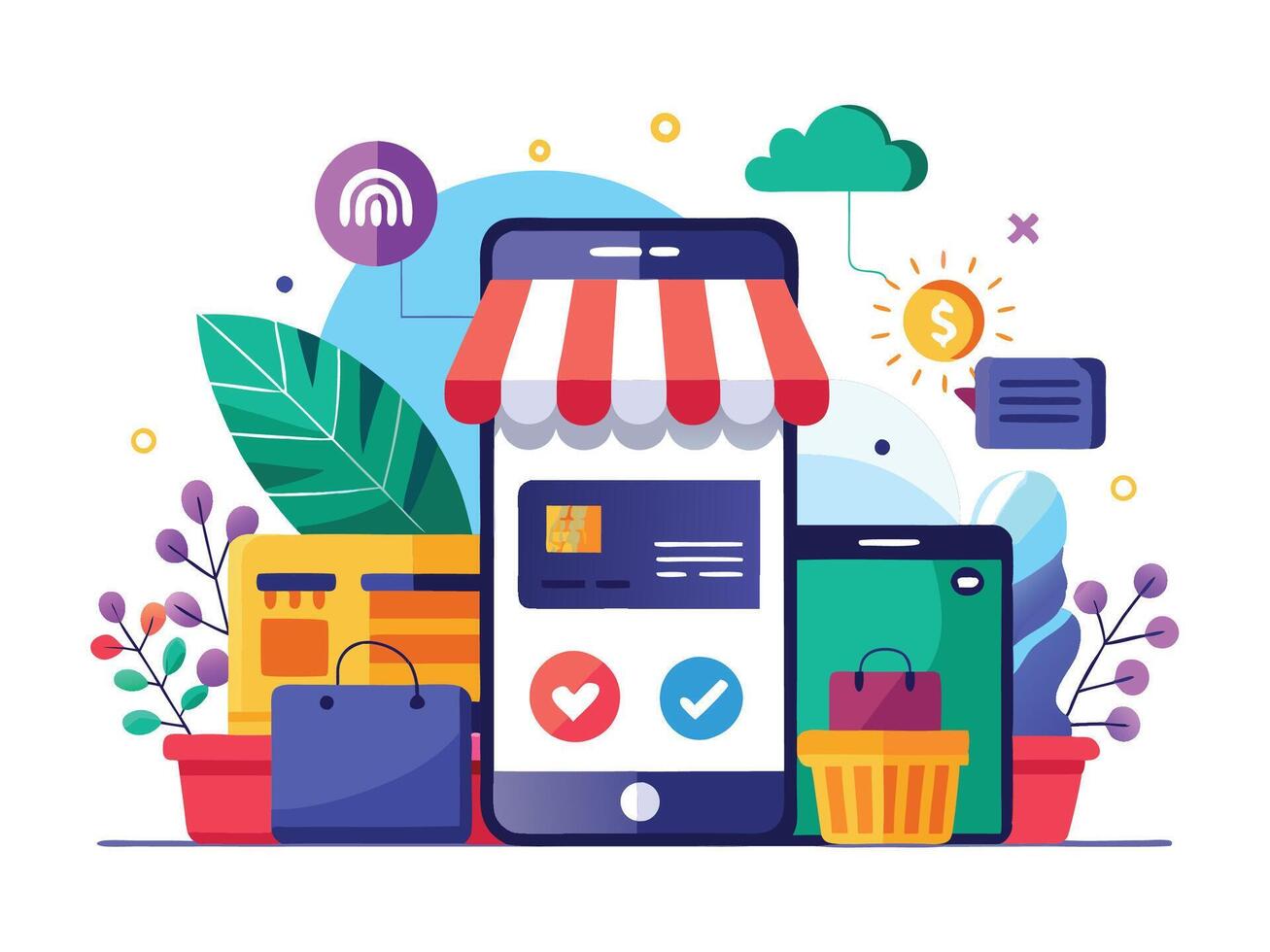 Digital Mobile Trends Analysis. smartphone displaying analytics data vector