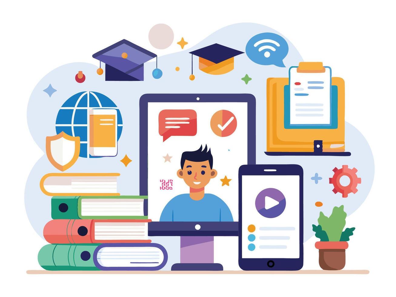 Digital Mobile Trends Analysis. smartphone displaying analytics data vector