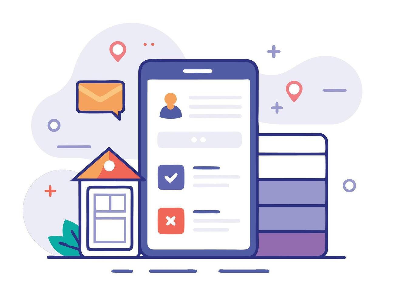 Illustration Mobile Wireframe Idea with Minimalist Design Showcasing Various UI Elements vector