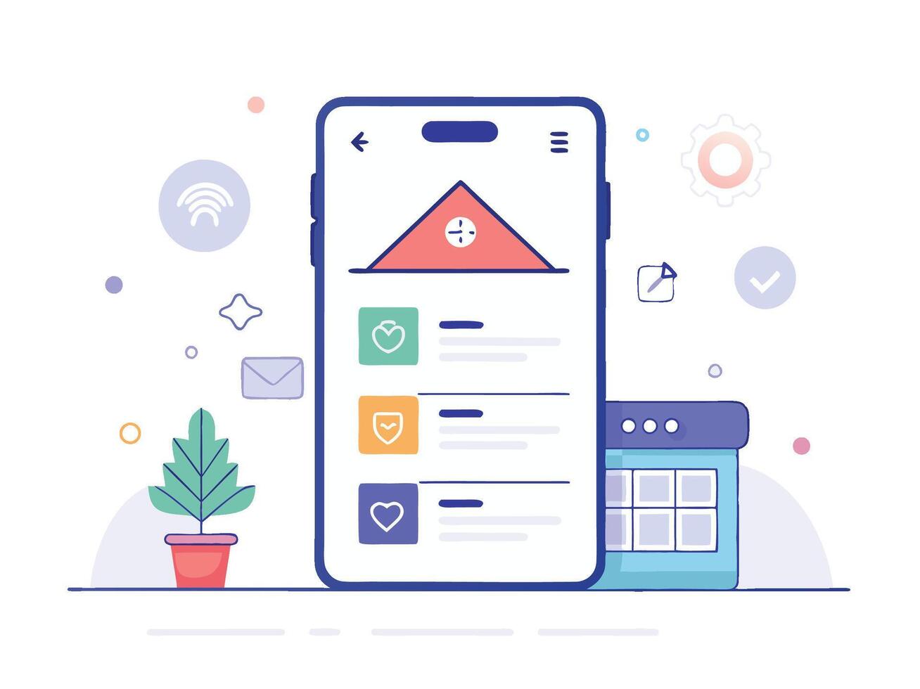 Illustration Mobile Wireframe Idea with Minimalist Design Showcasing Various UI Elements vector