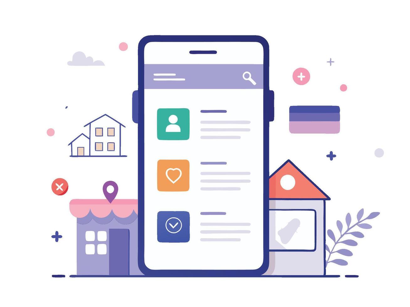 Illustration Mobile Wireframe Idea with Minimalist Design Showcasing Various UI Elements vector