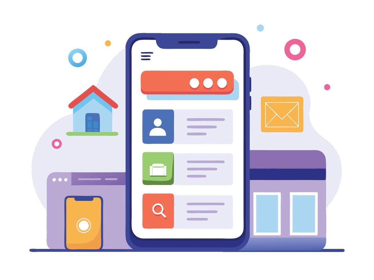 Illustration Mobile Wireframe Idea with Minimalist Design Showcasing Various UI Elements vector