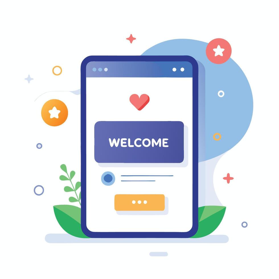 Illustration welcome message of Mobile wireframe idea with Showcasing various UI elements vector