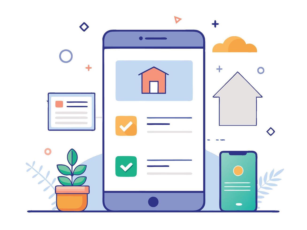 Illustration Mobile Wireframe Idea with Minimalist Design Showcasing Various UI Elements vector