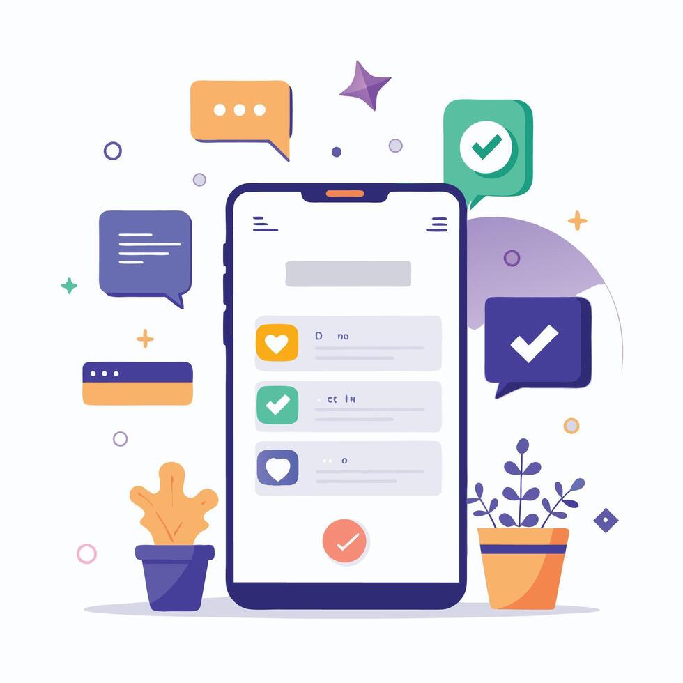 Illustration welcome message of Mobile wireframe idea with Showcasing various UI elements vector