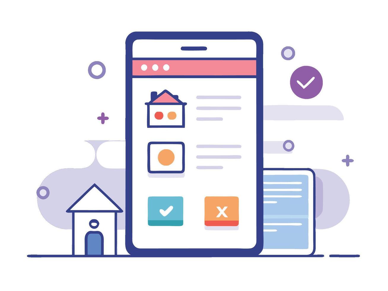 Illustration Mobile Wireframe Idea with Minimalist Design Showcasing Various UI Elements vector