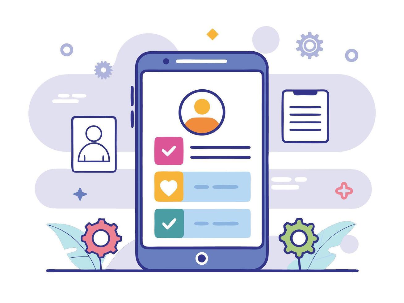 Illustration Mobile Wireframe Idea with Minimalist Design Showcasing Various UI Elements vector