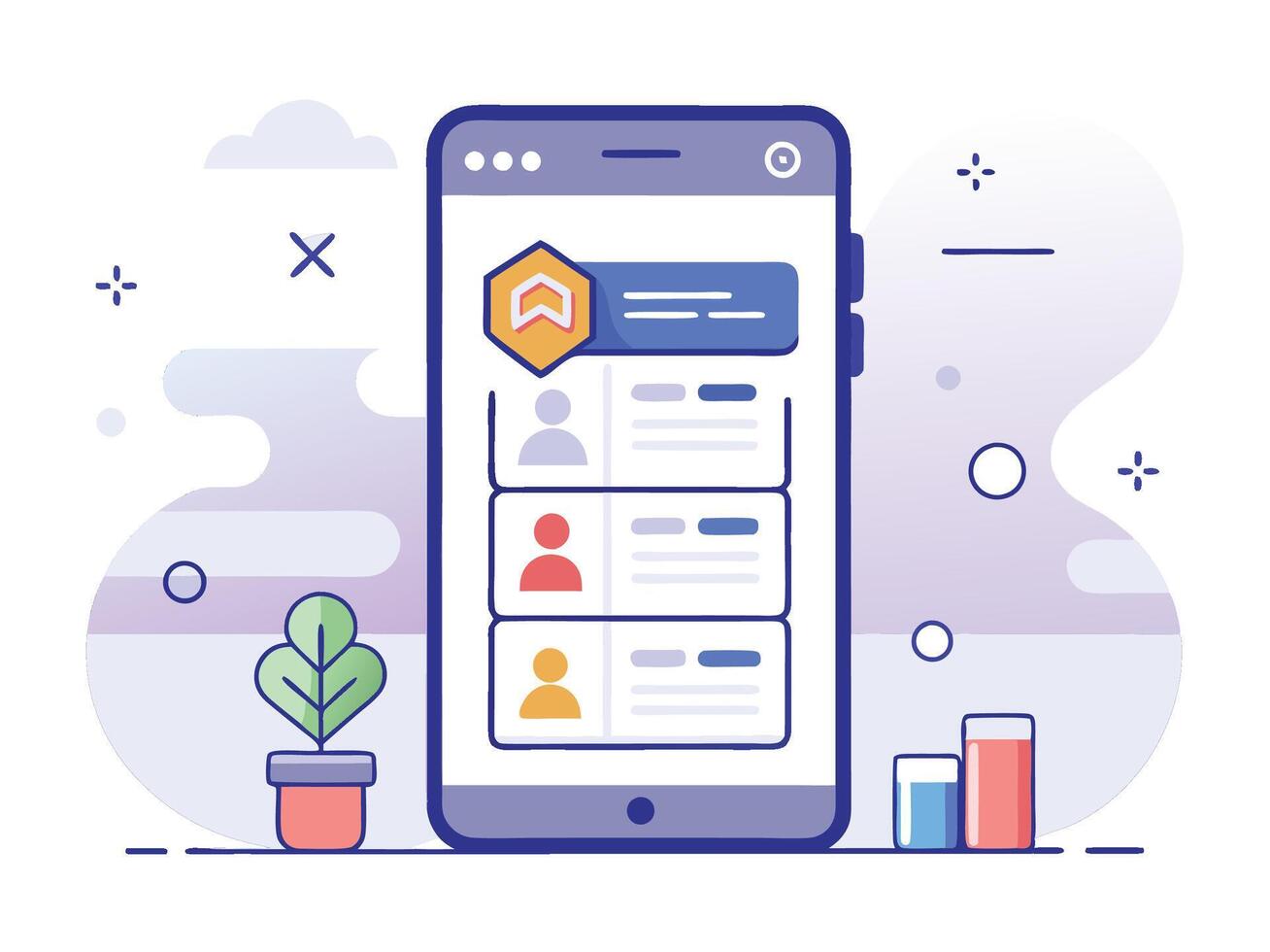 Illustration Mobile Wireframe Idea with Minimalist Design Showcasing Various UI Elements vector