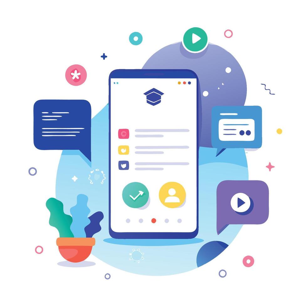 Illustration welcome message of Mobile wireframe idea with Showcasing various UI elements vector