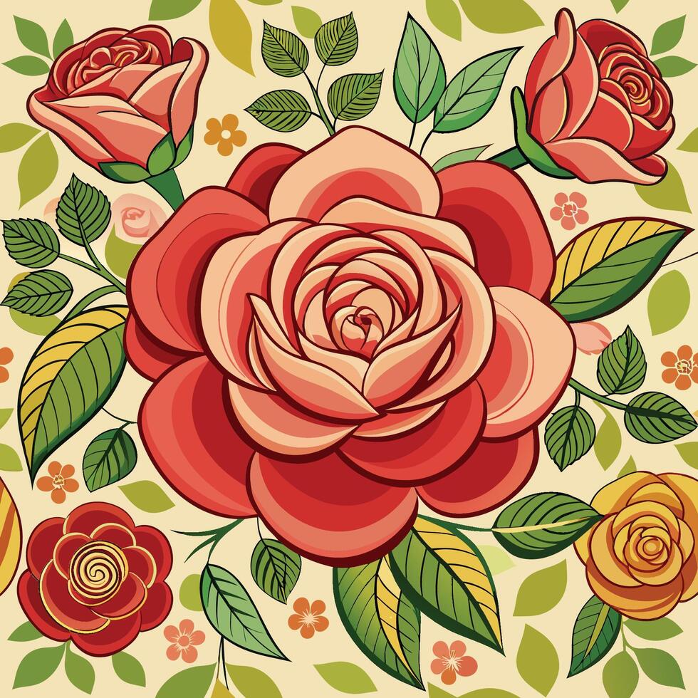 Elegant Rose Garden Floral Pattern Design vector