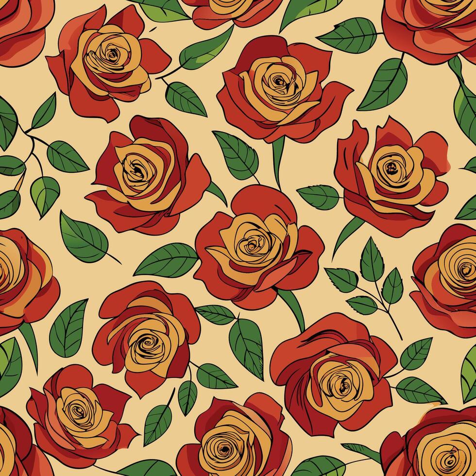 Elegant Rose Garden Floral Pattern Design vector