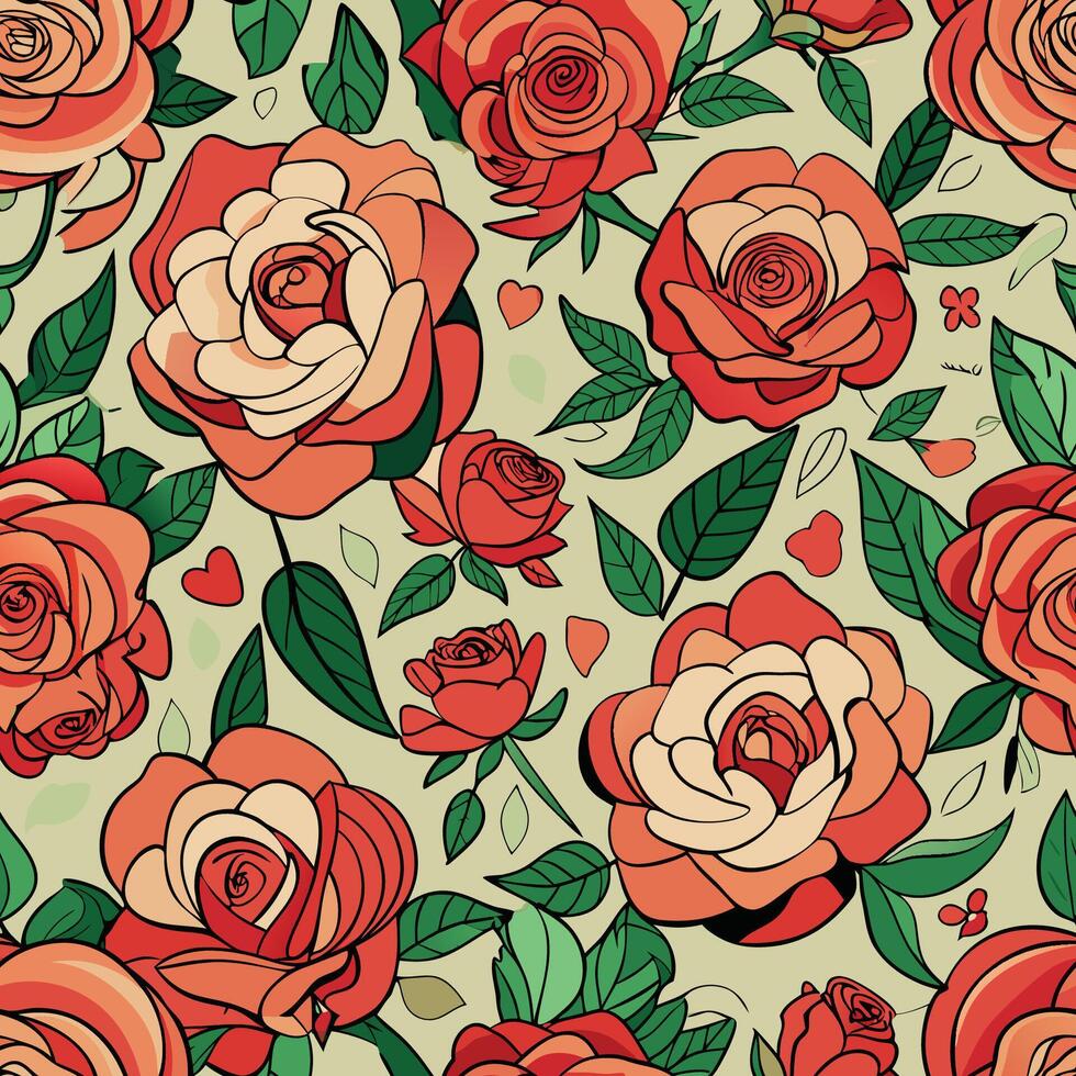 Elegant Rose Garden Floral Pattern Design vector