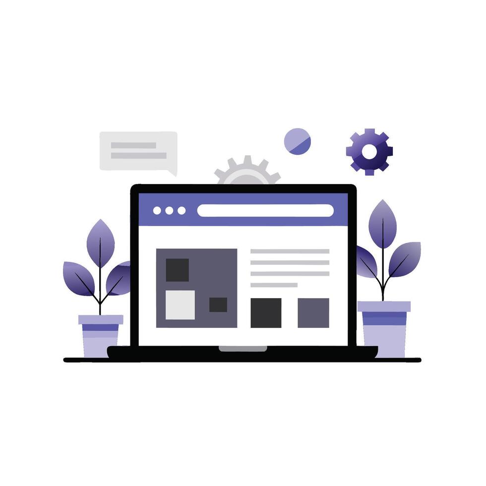 Website webpage illustration on Monitor Screen Clip Art, white background vector