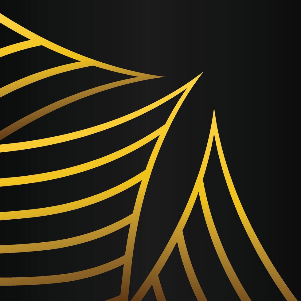 abstract golden flower frame corner decoration on black background vector