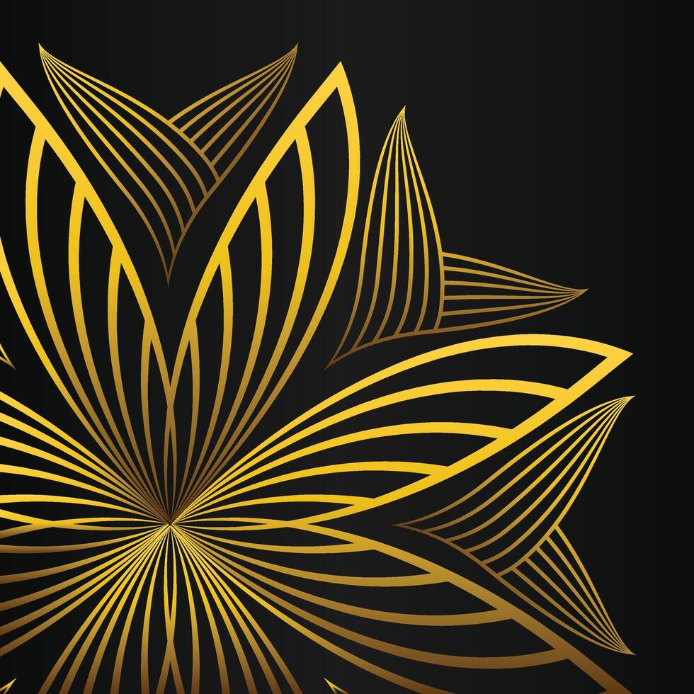abstract golden flower frame corner decoration on black background vector