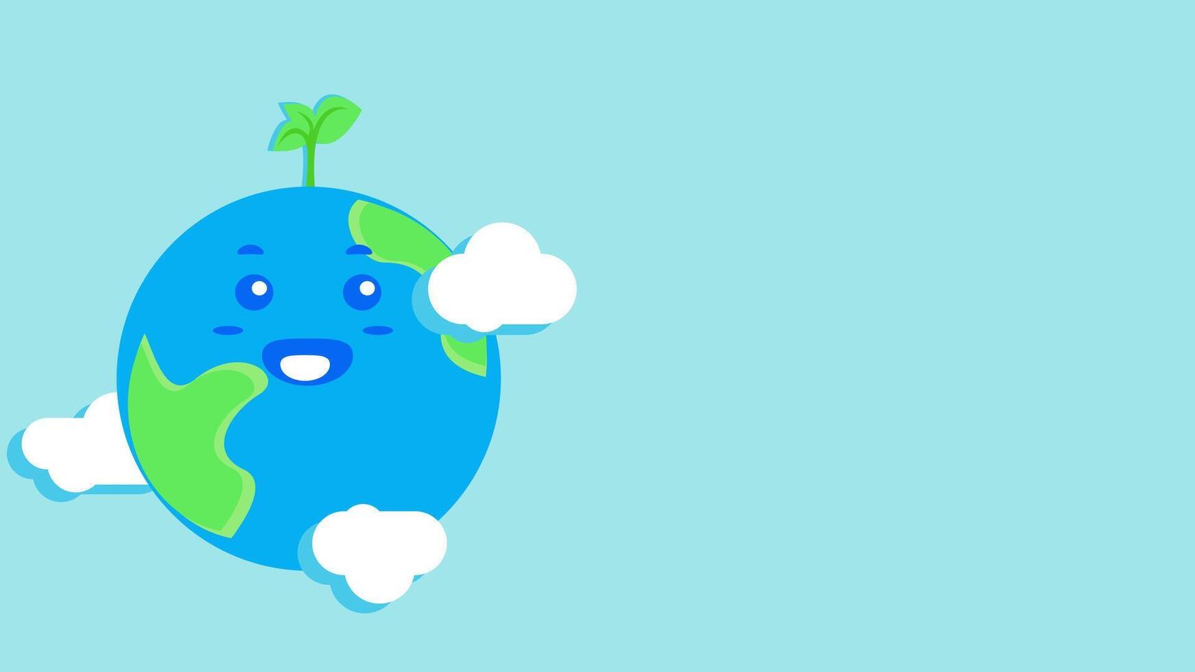 Illustration graphic cute cartoon character of Earth With a Plant. Suitable to place on go green content and earth day event. vector