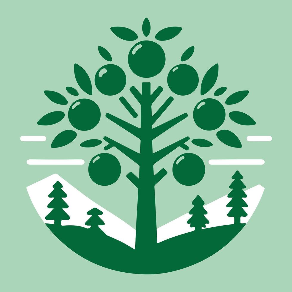 Colorful minimalist tree illustration with abstract shapes and modern design vector