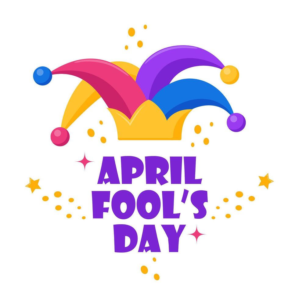 April Fool's Day illustration with Jester hat and text. . vector