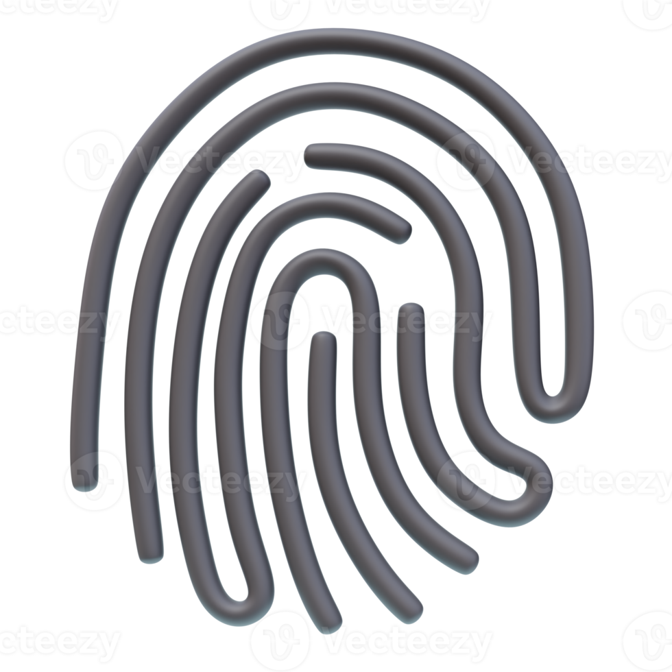 3d Icon Black Fingerprint Sign. Cybersecurity Protection concept. 3d illustration for web or app png